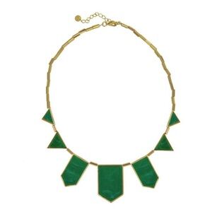 House of Harlow 1960 | Geometric Green and Gold Necklace